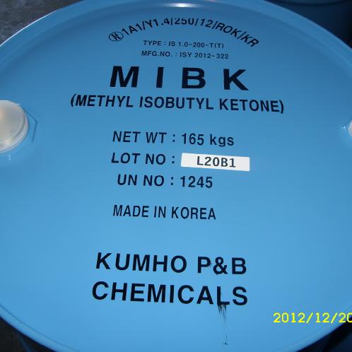 Colorless, transparent and combustible liquid with an unique smell MIBK (made in Korea)