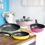 Nonstick diamond-coating frying pan.wok round multi color.Diecast Aluminum