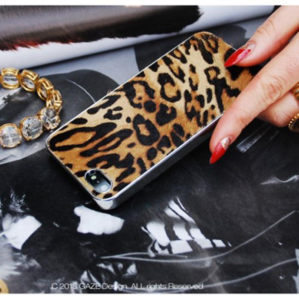 Leopard Calf Hair Mobile Case Korea Artisan handmade design pouch