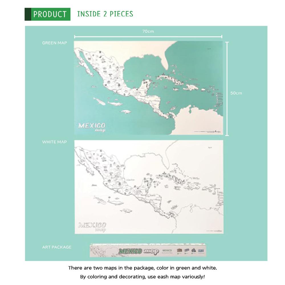 Dream Sky Nation-Map Decorative Coloring Painting DIY Paper Continent Map - Mexico