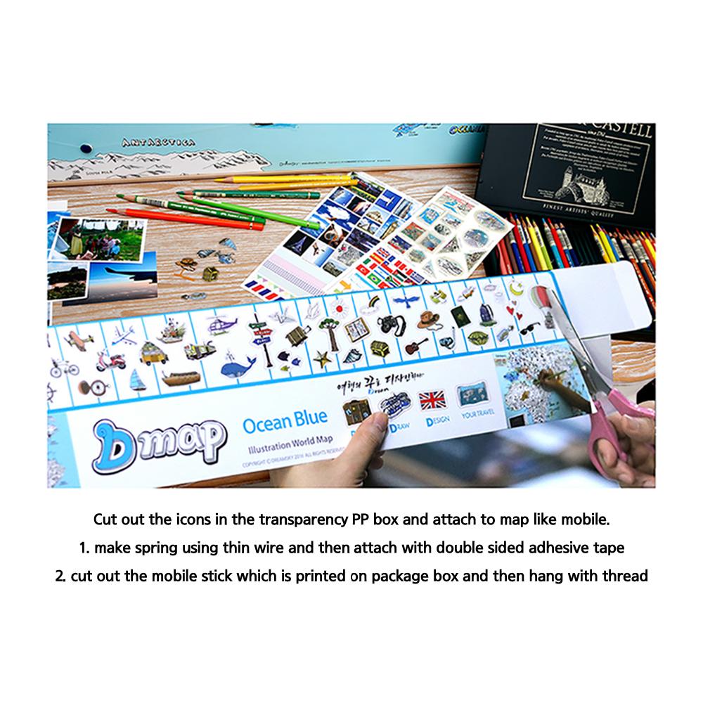 Dream Sky D-MAP Decorative Coloring Painting DIY Paper World Map - Emerald GREEN