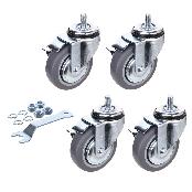 4inch Heavy Duty Caster, All Swivel 1/2-13UNC1 Stem Caster with Side Locking and Rubber Plastic