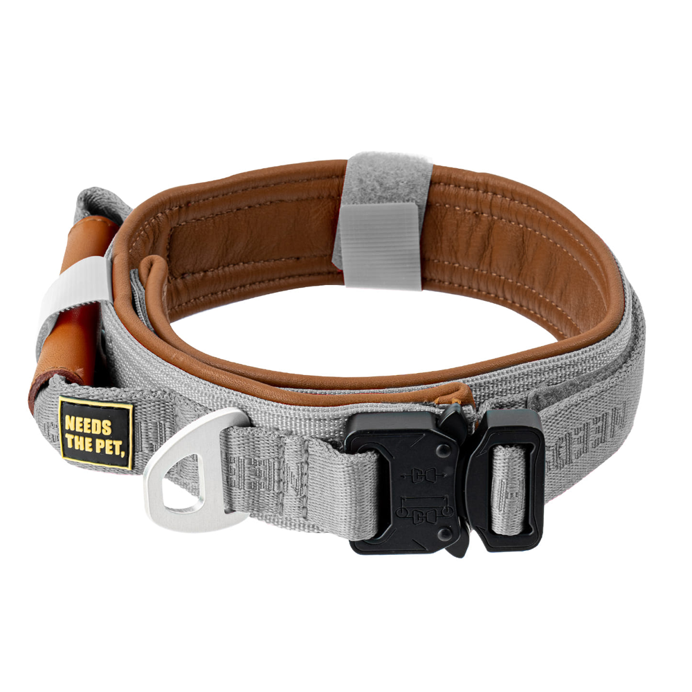 The Comfort Collar, Soft Cowhide Padded Dog Collar for All Breeds, Reflective Velcro Patch