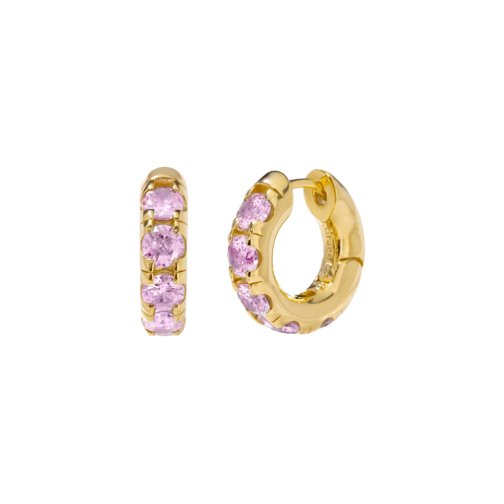 Round Volume Pink Earrings ( S925 )