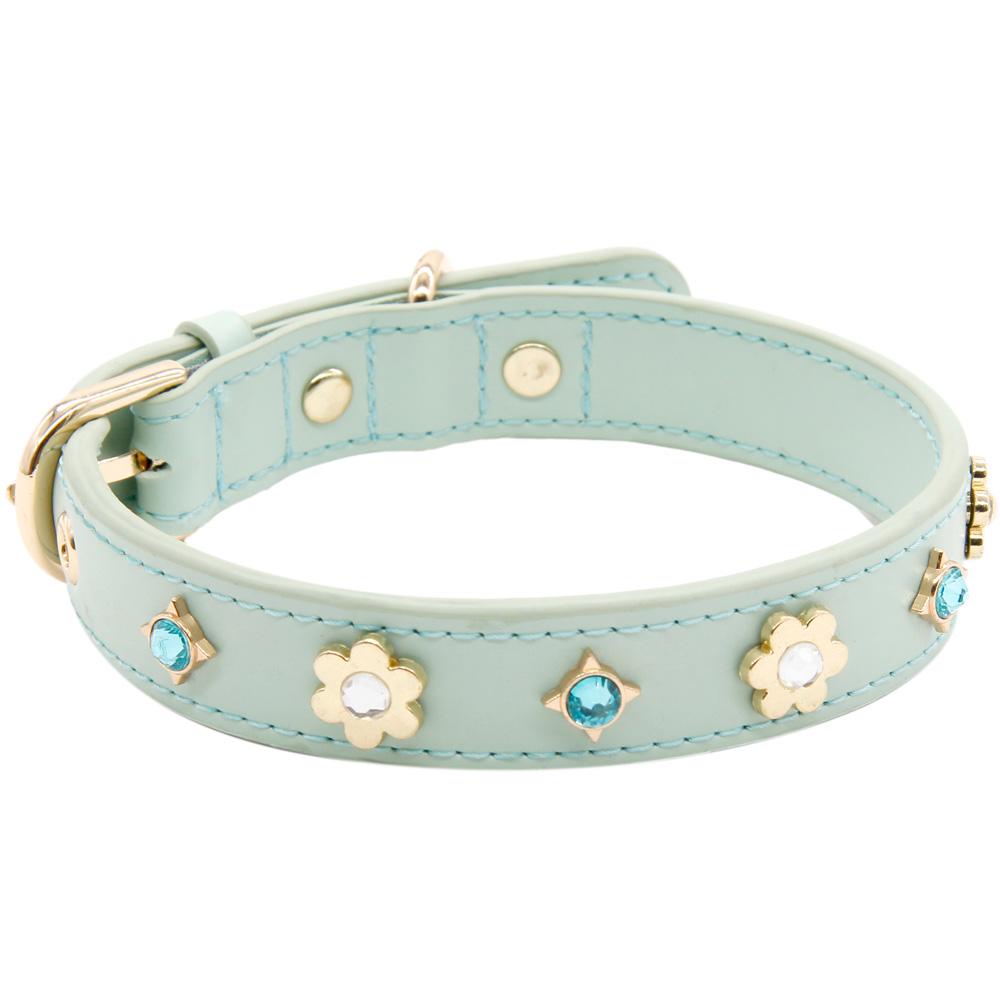 Cute_PU Leather Collar with Rhinestone Diamond