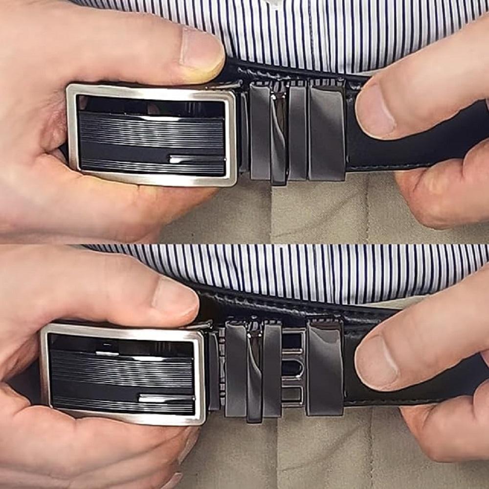 LineFit Men's Leather Belt_Casual Dress Classic Jean Adjustable Automatic Stretch Buckle N03 (Sizes