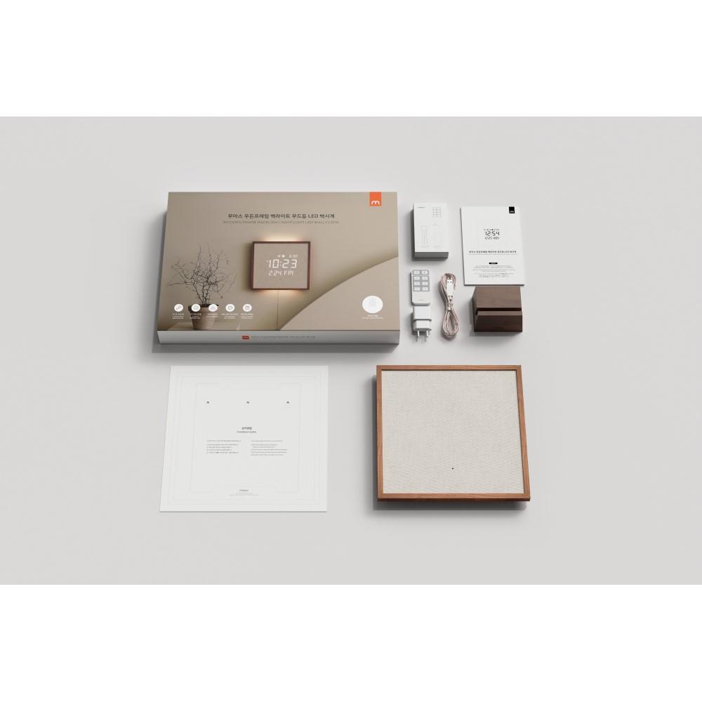 Wooden Frame Backlight Nightlight LED Wall Clock