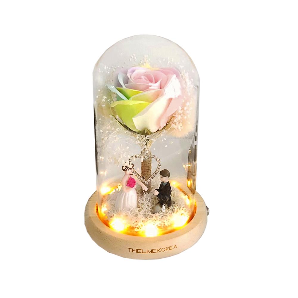 LED Rainbow Rose Glass Dome Mood Light Anniversary Gift