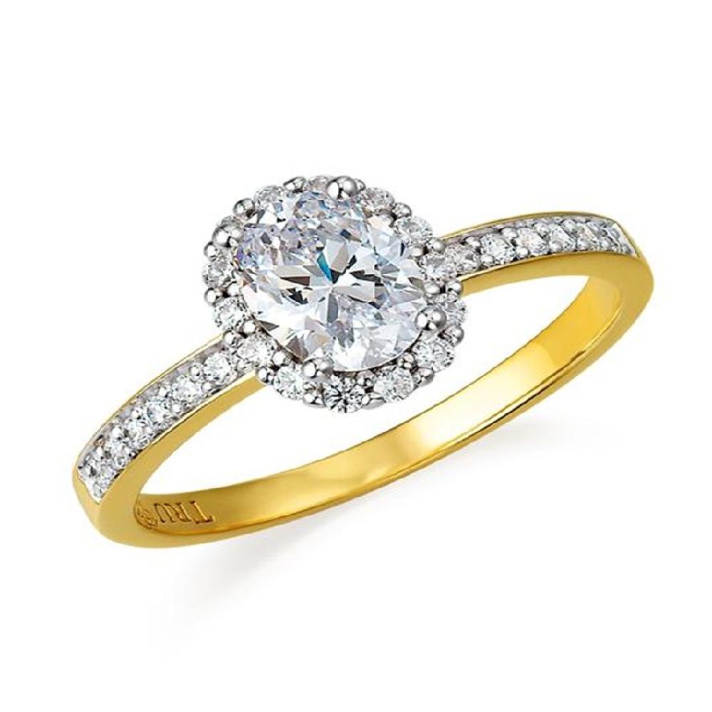 18K GOLD RING SET WITH CZ STONES & SYNTHETIC STONES