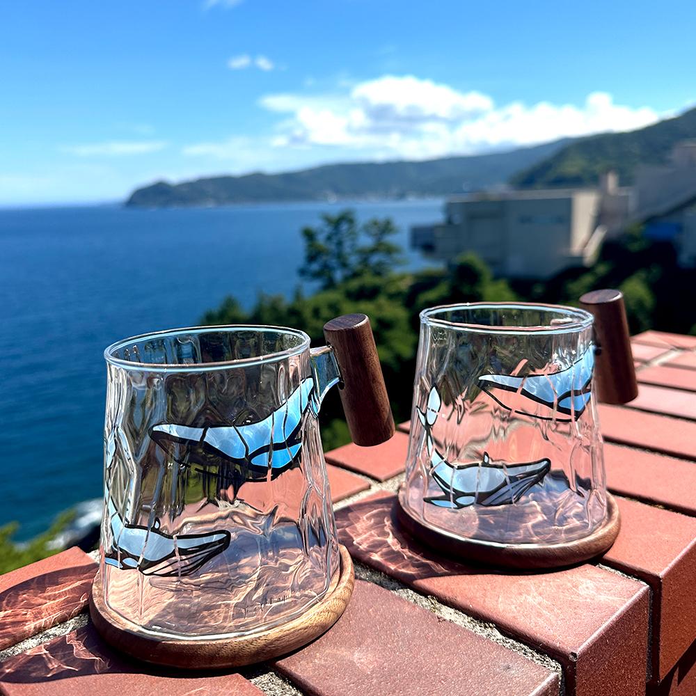 OCEAN WHALE GLASS MUG&COASTER DUO SET