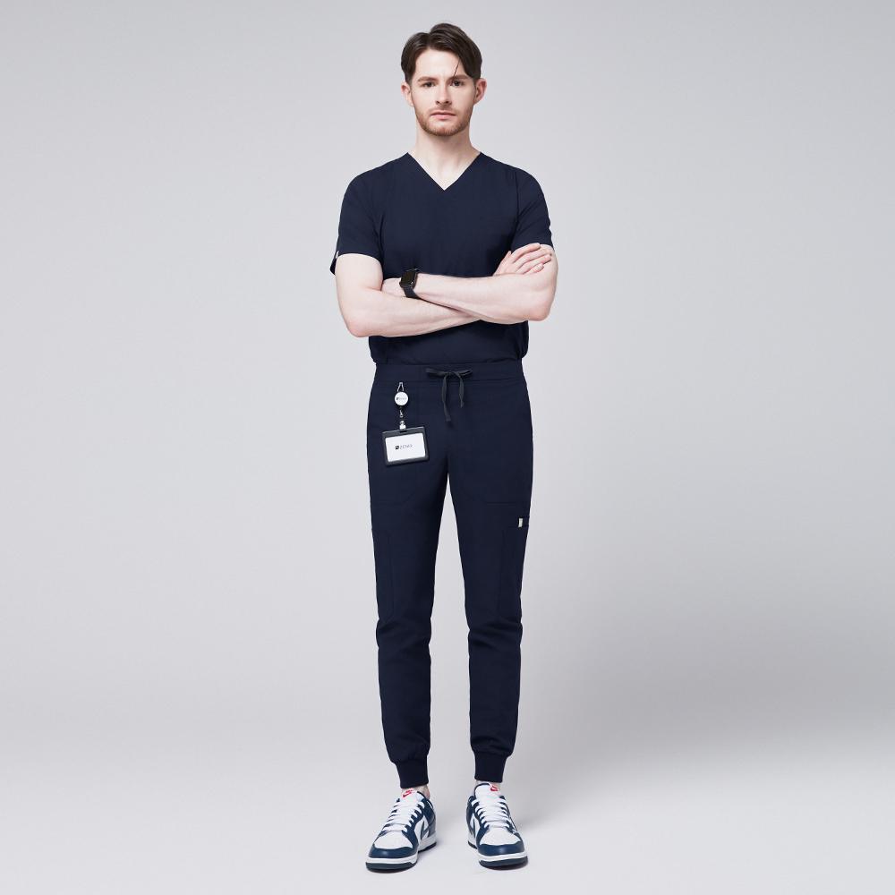 Men's-3-Pocket-Scrub-Top-Navy